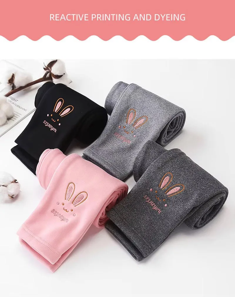 Mädchen Leggings Herbst Winter Dicke Warme Plus Nette Fond Kaninchen Kinder Kinder Baby Unten Teil Hosen – Detail 2