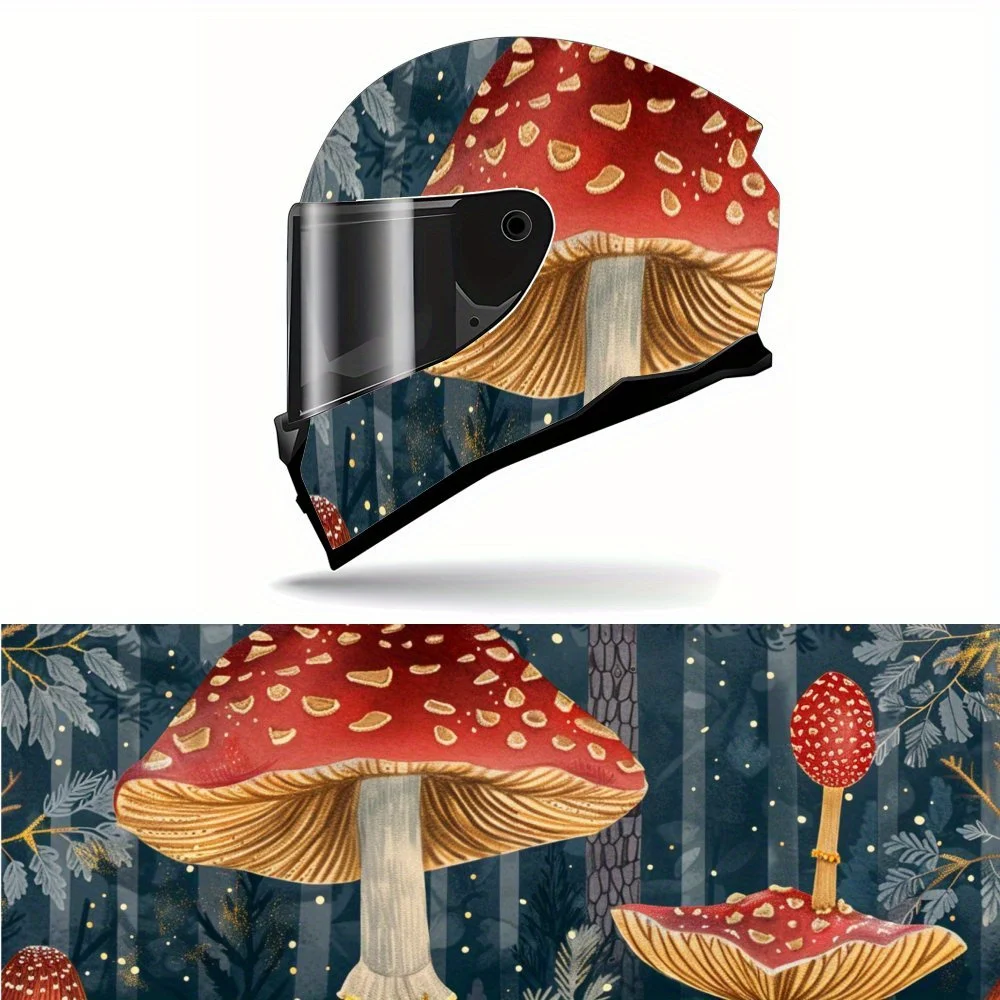 

Enchanted Mushroom Forest Print Full Helmet Wrap Sticker Motorcycle Helmet Racing Graphic Decal Vinyl Wrap Helmet Decorative Sti