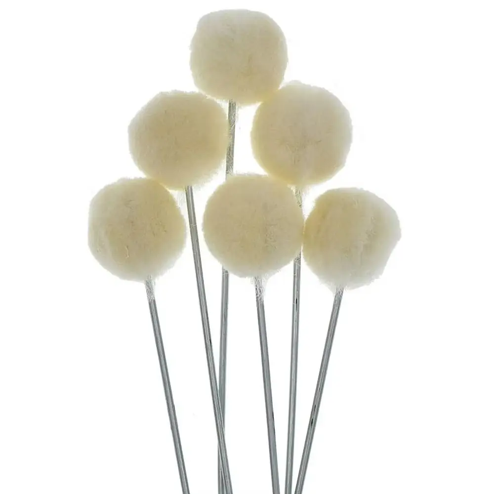 

100 шт. 12,5/15 см кисти-шарики из кожи и шерсти для рисования, устойчивые к коррозии, для рукоделия, с металлической ручкой