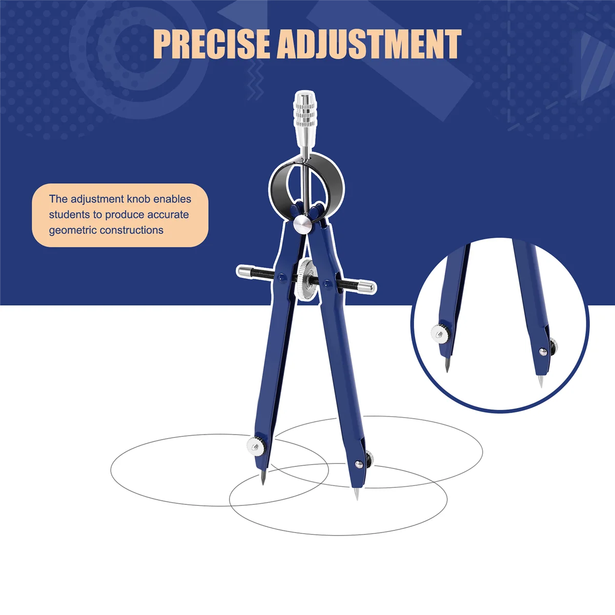 Professional Compass, Compass Geometry Set with Lock, Math and Precision Compass, Metal and Durable for Solid and Plane Precisio