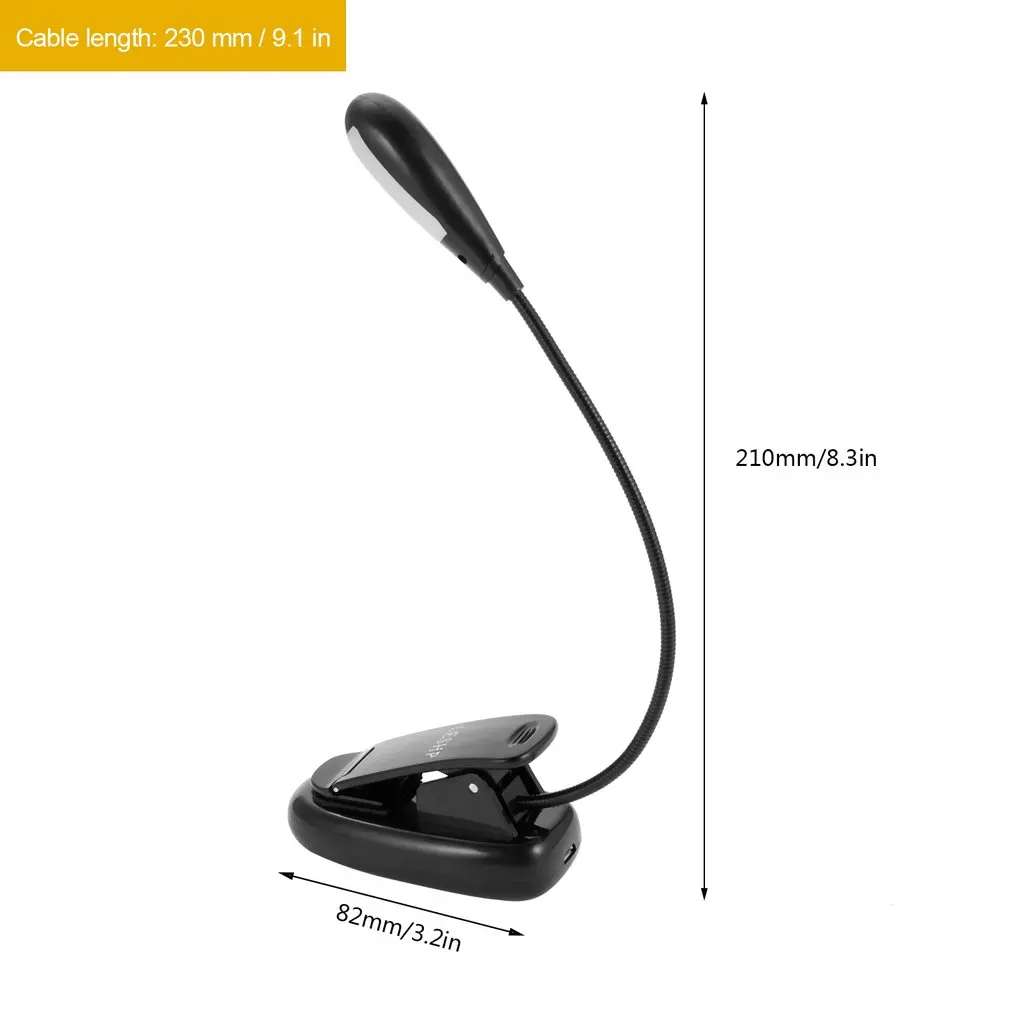Luz recarregável do livro 4 conduziu a luz de leitura com cabo usb luz do dia flexível fácil clipe noite lâmpada de leitura na cama