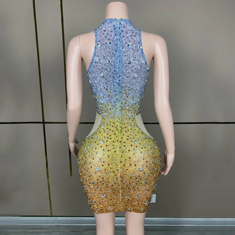 ชุดเดรสปักเลื่อมสองสีสำหรับผู้หญิง ชุดราตรีงานปาร์ตี้ ชุดฉลองวันเกิด ชุดแสดงบนเวที ชุดเทศกาล รุ่น XS6957