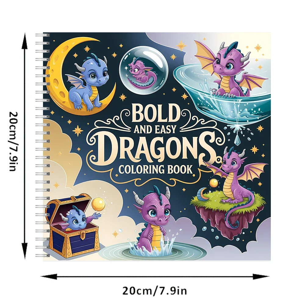 Easy Dragons Coloring Book for Adult Colouring Book, Birthday Day Gift, Back to School Supplies, Adults Cute Drawing Book