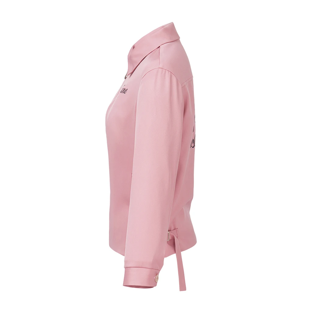 

Cosplaydiy Grease Rise Of The Pink Ladies Costume Jacket School Uniform Girl Women Top Coat Jacket Casual Street zipper Coat