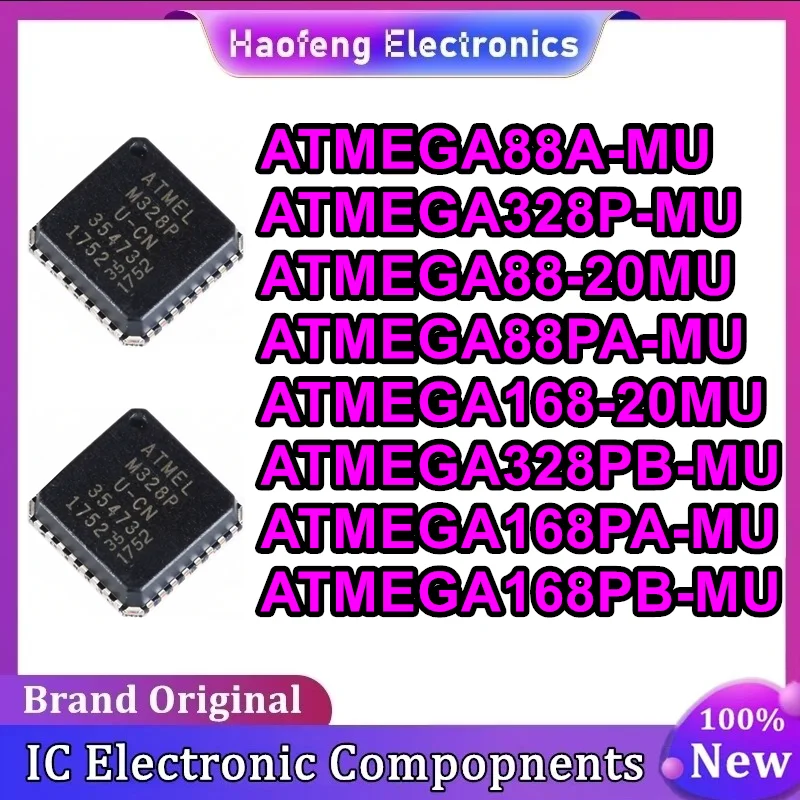 5Pcs Atmega88A-Mu Atmega328P-Mu Atmega88-20Mu Atmega88Pa-Mu Atmega168-20Mu Atmega328Pb-Mu Atmega168Pa-Mu Atmega168Pb-Mu Qfn Nuovo-image