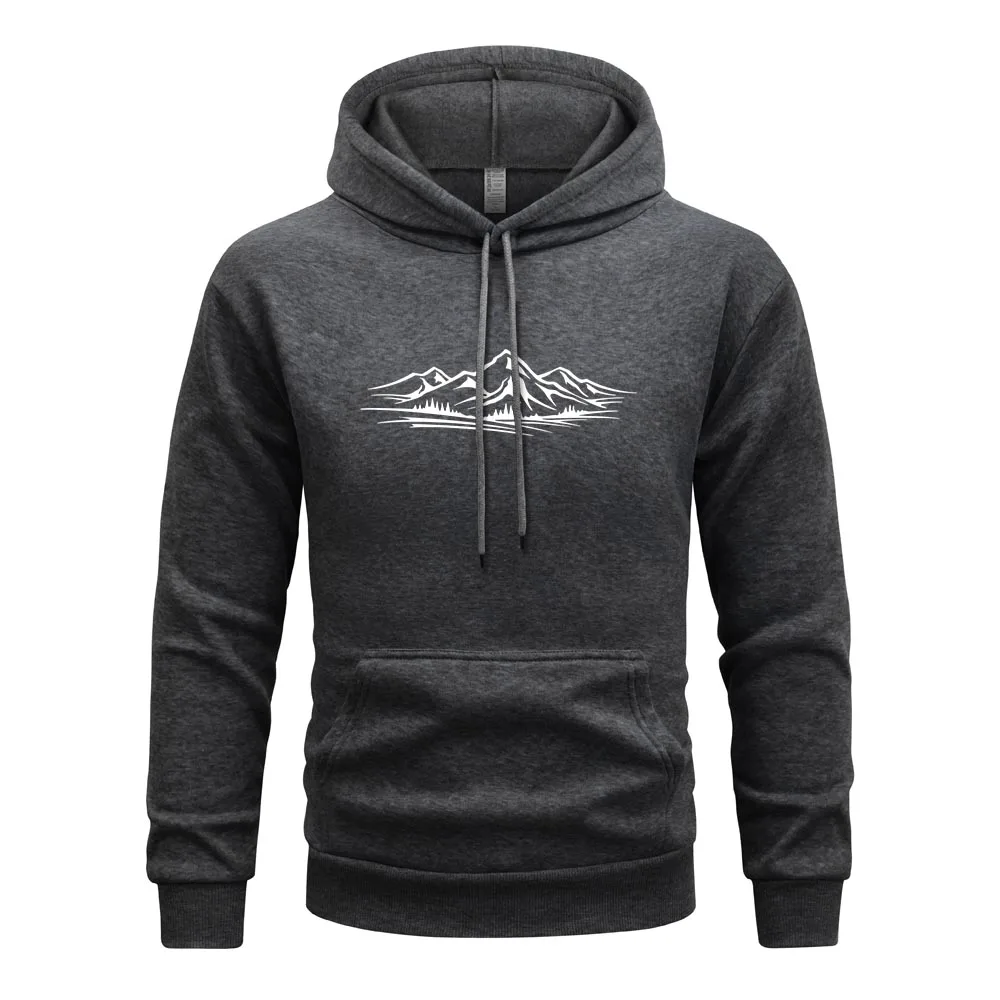 Sketches Mountain Hoodie Men Extremely Simple Style Hoodies Oversized Loose Sweatshirt Soft Comfort Hoody Men's Clothing