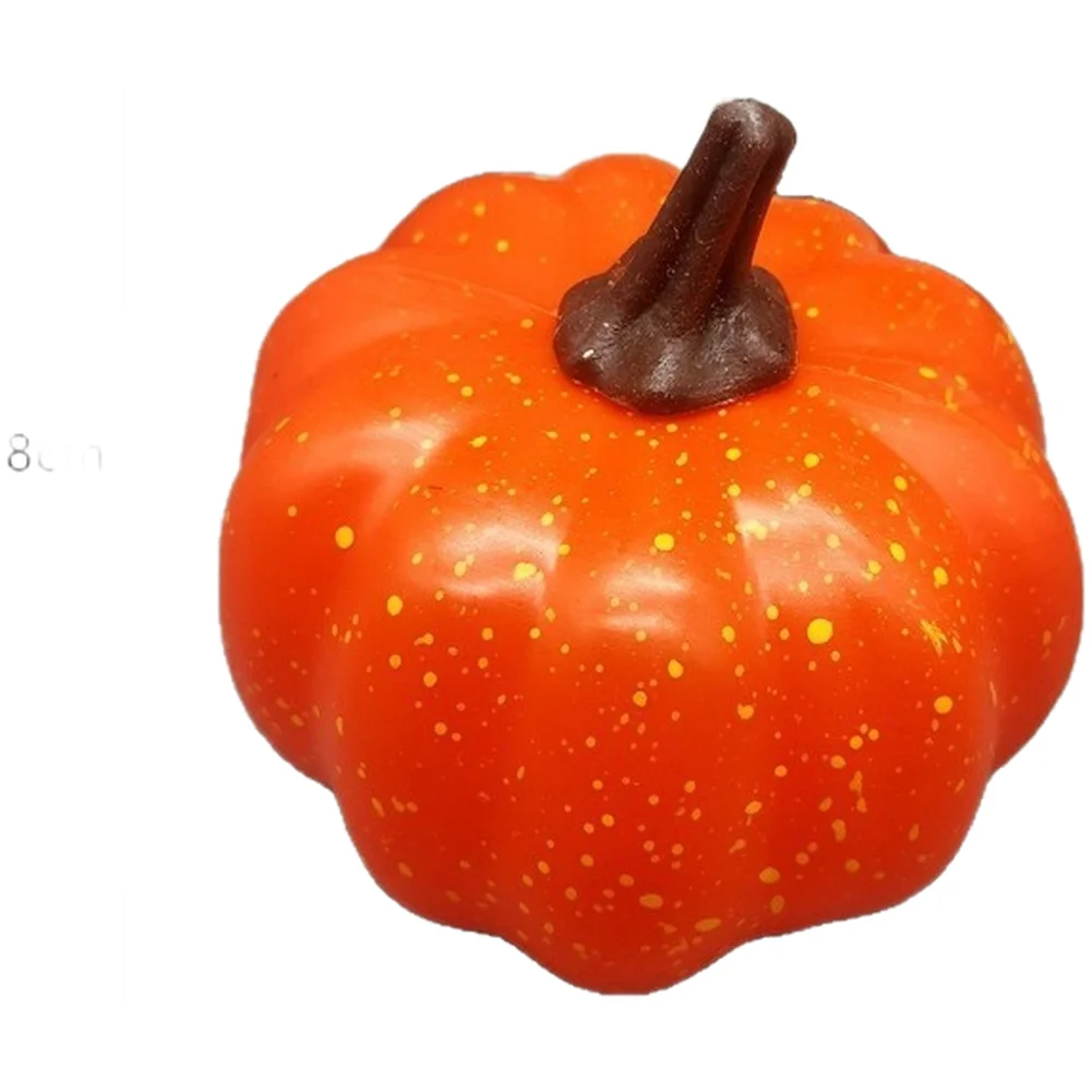 Plastic Pumpkin Decor Orange 8cm for Halloween Wedding Tabletop Decoration Fake Vegetable Prop Lightweight 21g