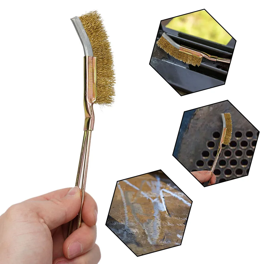 1PC 245mm Industrial Toothbrush Mini Copper Steel Wire Brush Stainless Steel Wire Brush Dirt Hard Cleaning Toothbrush