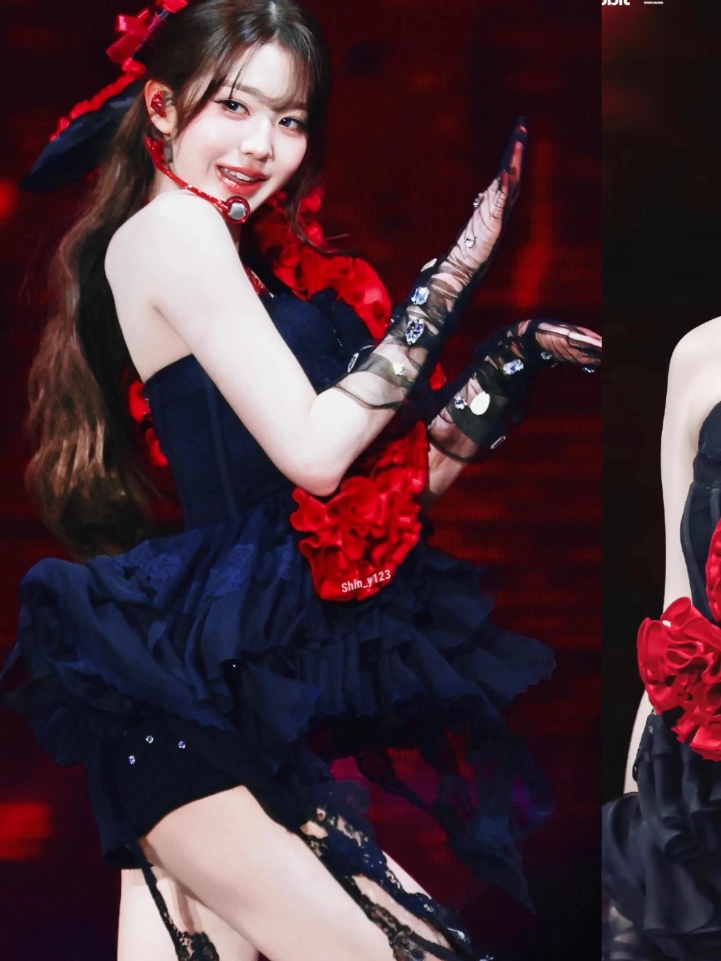Vestido de flores rojo brillante con diamantes para actuación escénica, disfraz de cantante, vestido sin tirantes, Zhang Ying...