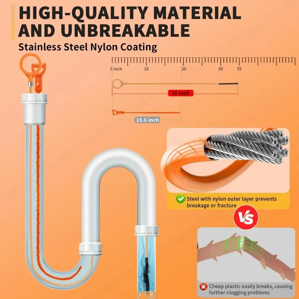 Ultra Long Stainless Steel Drain Pipe Cleaning Hook - Suitable For Bathroom Sink, Bathtub, And Shower Drain Pipes view 4