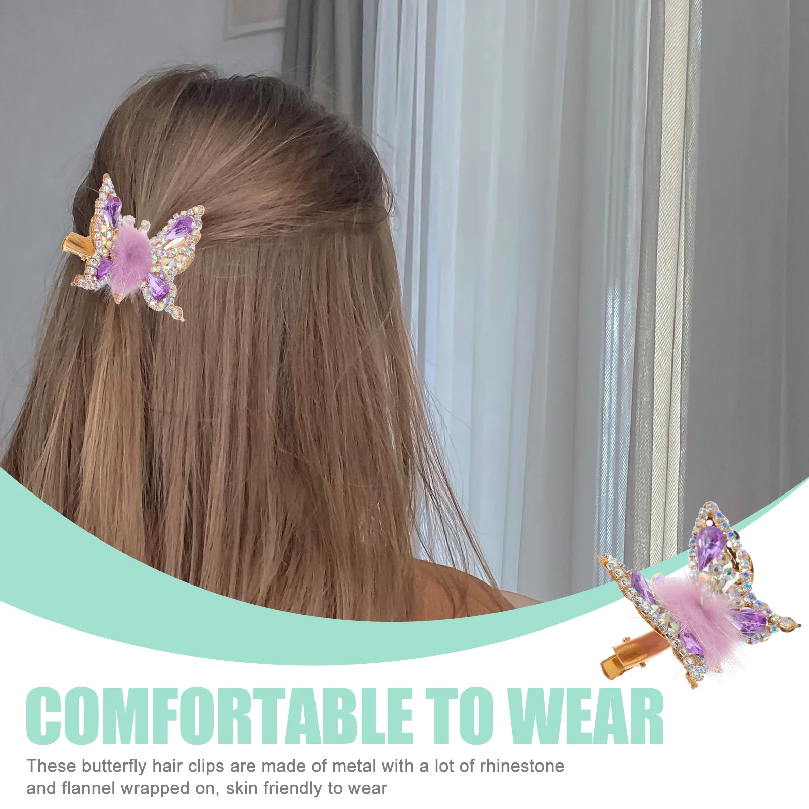 

2 шт., заколки для волос с летающими бабочками, заколки для волос со стразами для женщин, украшения для волос для свадебной вечеринки, зажим-бабочка