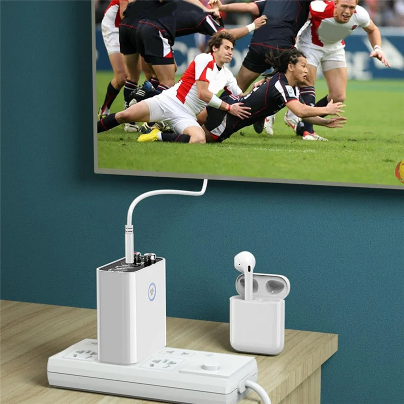 2-In-1 Bluetooth Transmitter Receiver Fast Charger White Plastic Bluetooth Audio Adapter With Remote-US Plug