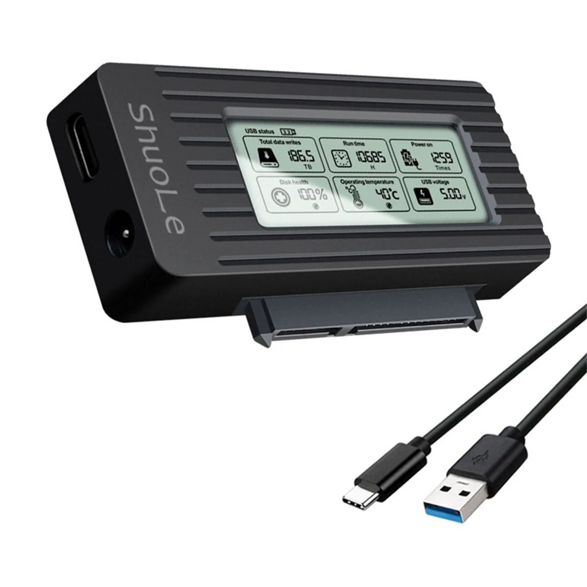 ShuoLe USB 3.1 Hard Drive Case 2.5/3.5-Inch Hard Drive Adapter Intelligent Digital Display Easy Drive Cable