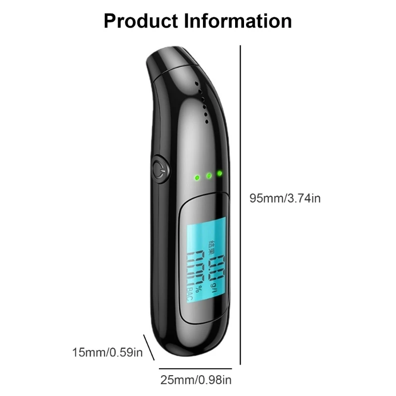 Pocket Sized Professional Alcoholicity Breathalyzer Concentration Meter for Personal Use High Accuracy with LCD Readout