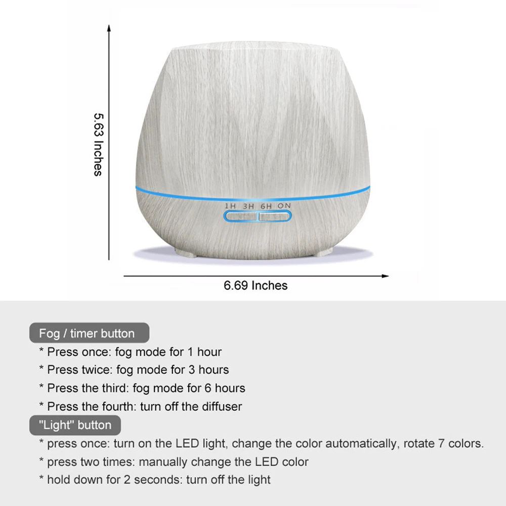 

Увлажнитель воздуха с дизайном белого дерева и 7-цветным светодиодом, может улучшить сон, снимает стресс и сохраняет свежесть воздуха.