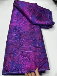 African Brocade Jacquard Fabric Magenta Nigerian Floral Damask Gilding Lace Material Brocard Tissu 5Yards For Party Dress CB34