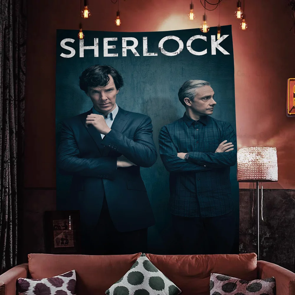 S-Sherlock H-Holmes Printed Large Wall Tapestry Art Science Fiction Room Home Decor Decor Blanket