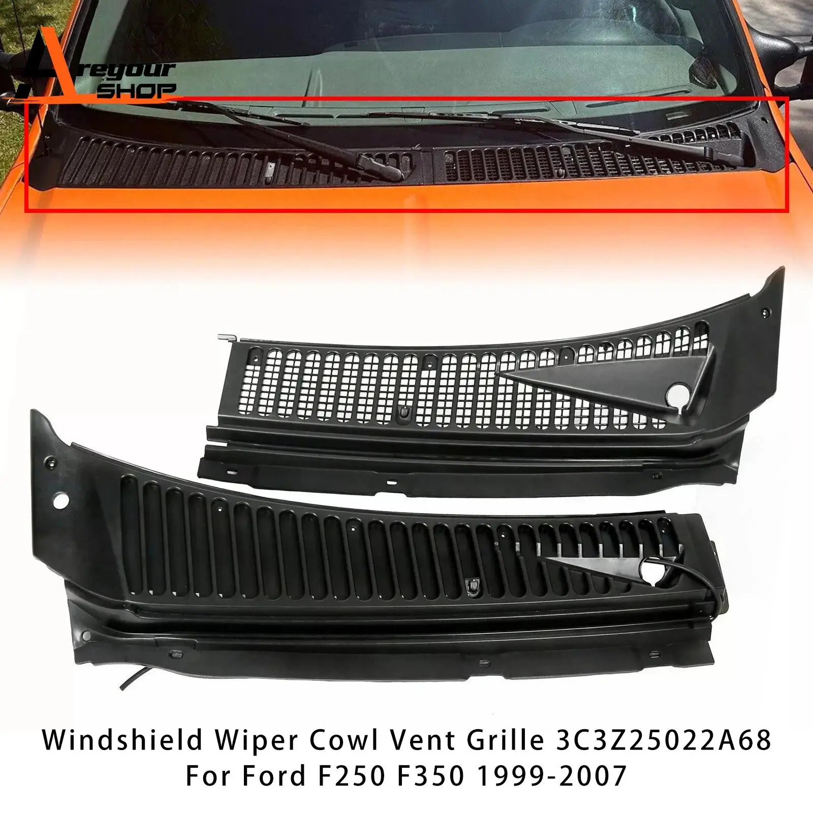 

Windshield Wiper Cowl Vent Grille 3C3Z25022A68 for Ford F250 F350 1999-2007