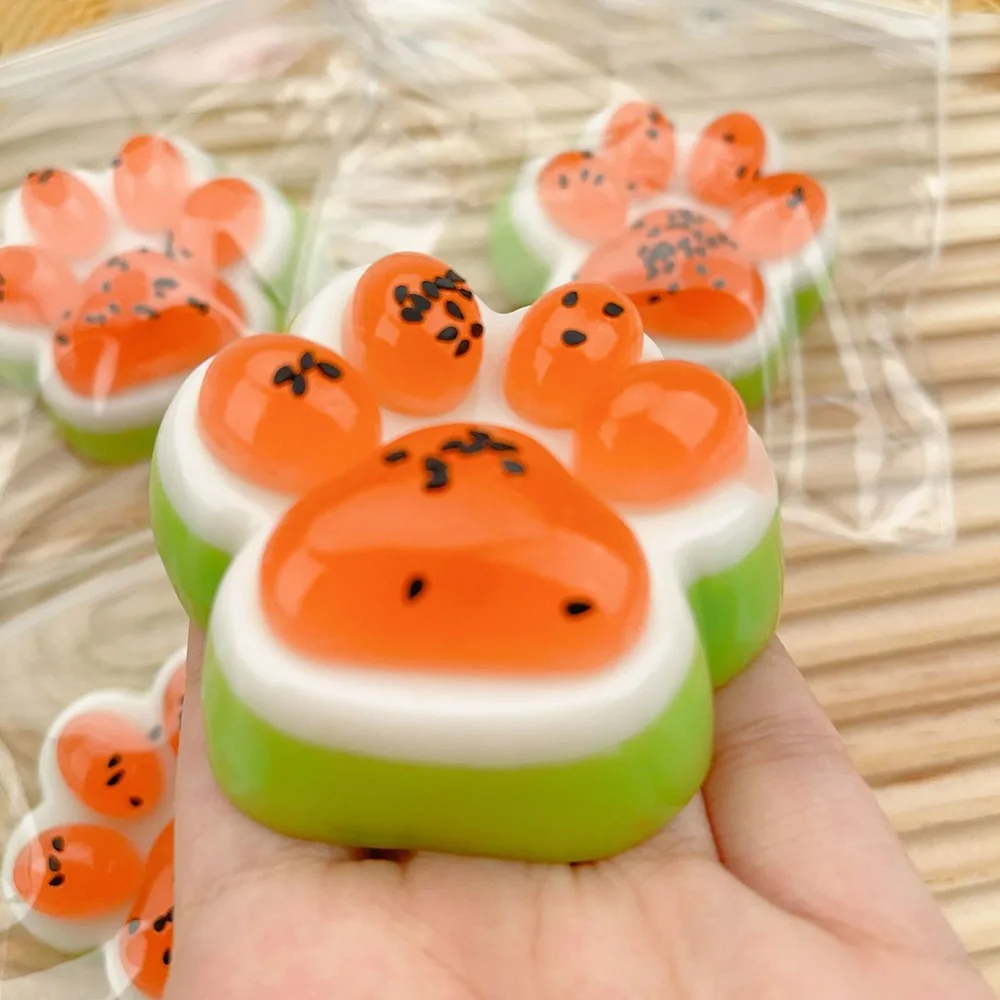 Hot Squishy Squeeze Toy Slow Rebound Simulated Watermelon Pinch Toy Cat Paw Relief Gift Decompression