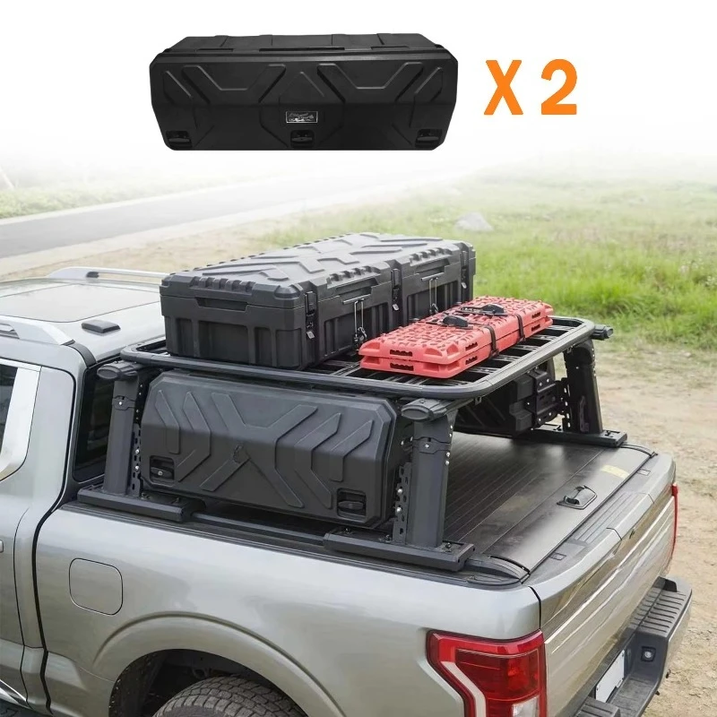 

Slide-out Aluminum Alloy Heavy-Duty Pickup Truck Bed Rack With Side Boxes For Tacoma 2024+ Long-Range Trunk Mount Car