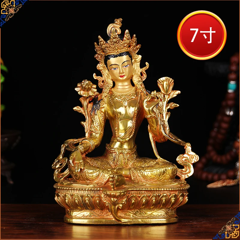 

HOT SALE Buddha # 8 inch -efficacious HOME OFFICE House Protection Talisman-Buddhist Buddhism gilding Green Tara brass statue