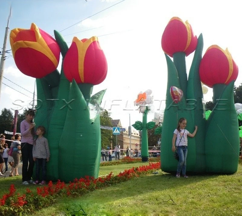 event decoration Beautiful streets garden 20ft giant inflatable tulip flower plants for Christmas