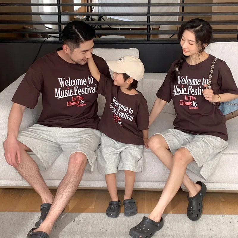 

Family Teeshirt Dad Mom and Children Father Son Tee Shirt Mother and Daughter Matching Clothing Matching Summer Clothes 2024
