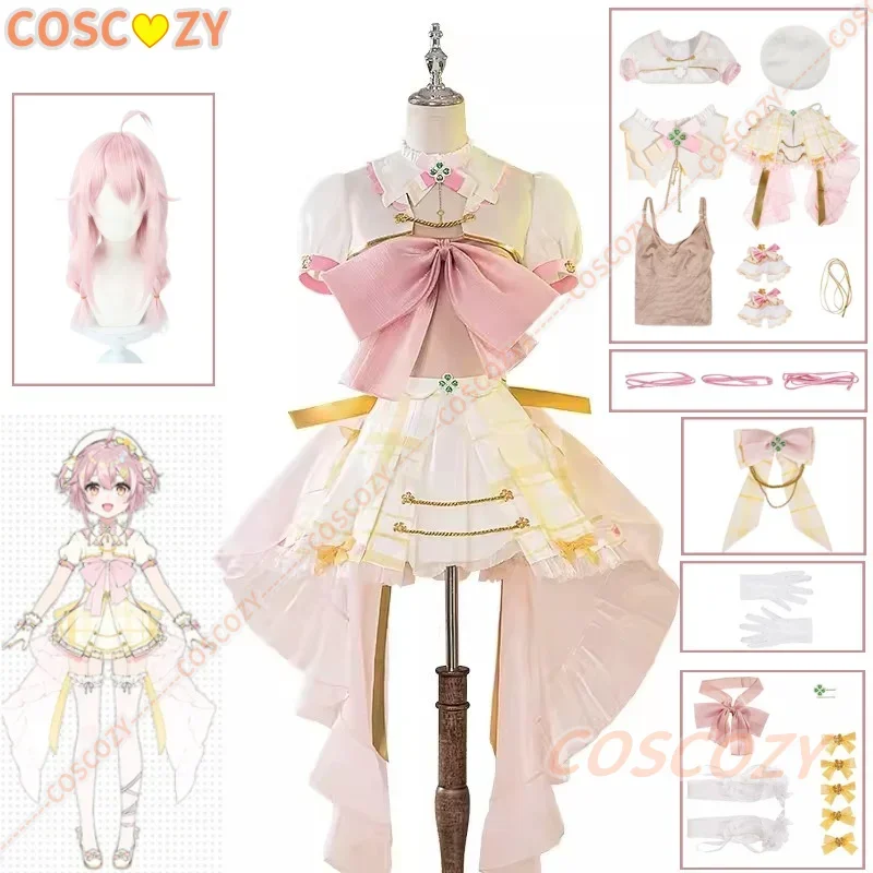 

Cosplay Game VTuber Ace Taffy Cosplay Costume Wig YouTuber Ace Taffy Pink Dress Headwear Gloves Stockings Set Convention Event