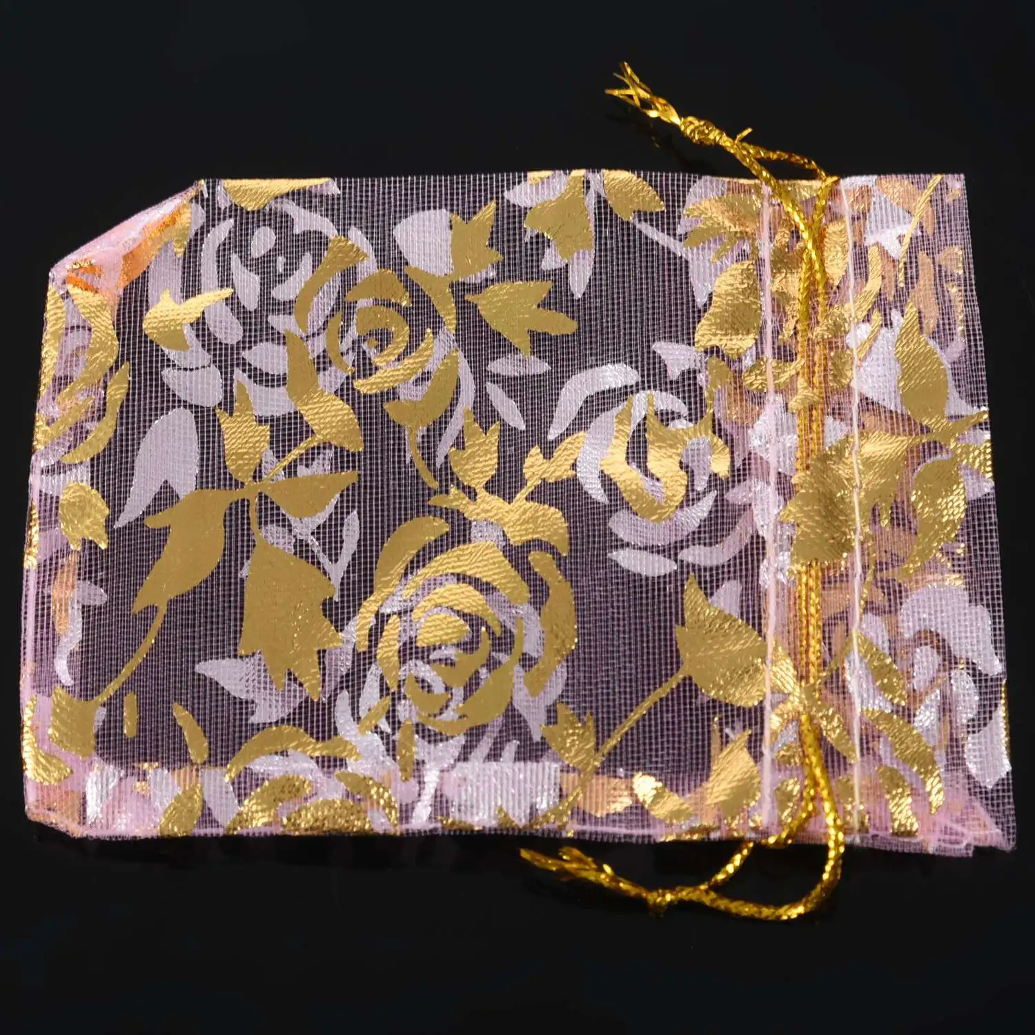 Abqr 100 peças 7x9cm rosa organza cordão presente joias bolsas bolsas casamento natal festa presentes sacos rosa