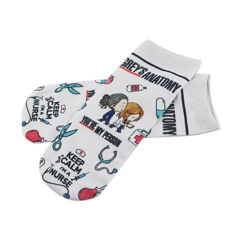 

Grey's Doctor Nurse Print Anatomy Cotton Socks Casual Creative Breathable Soft Funny Novelty Low Tube Socks gift for fans