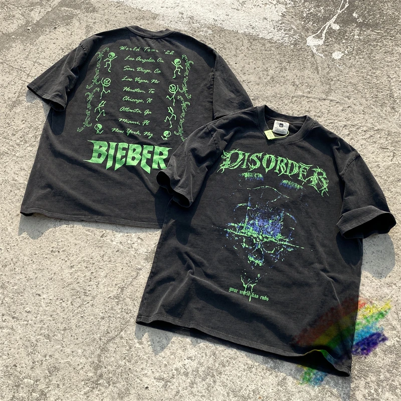 Vintage Justin Bieber T Shirt Men Women Best Quality Washed Black Top Tees T-shirt