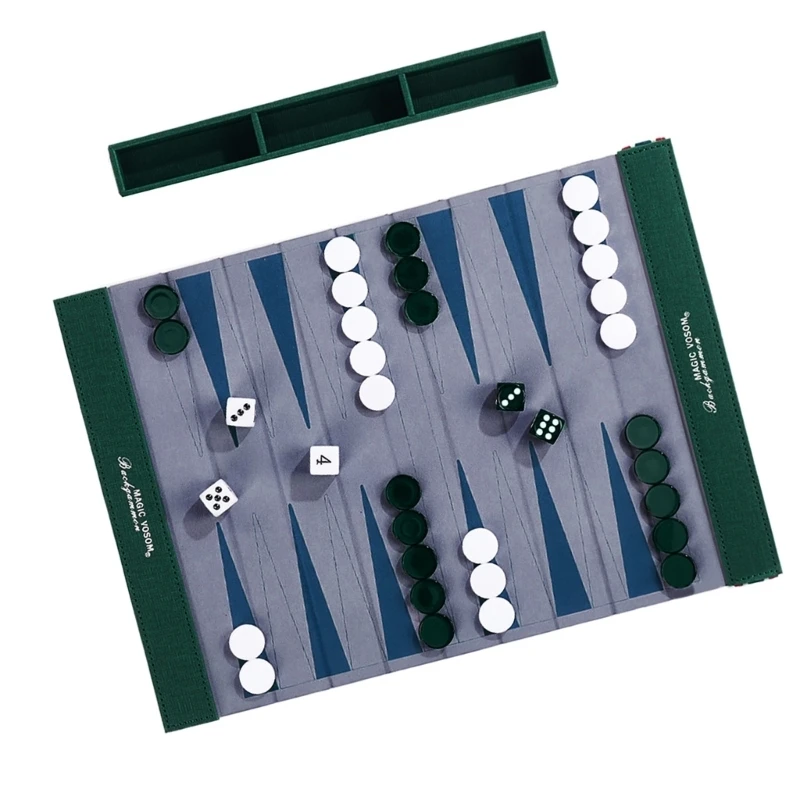 

Rolls Up Backgammon Board PU Leather Backgammon Game Mat Chess Piece Set With Easy Rules Perfect For Adults And Kids