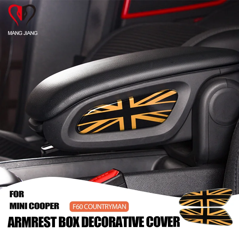 2 pcs New Car Interior Stickers Armrest box Cover Sticker Decal Decorative Case For Mini Cooper F60 countryman F 60 Car-styling