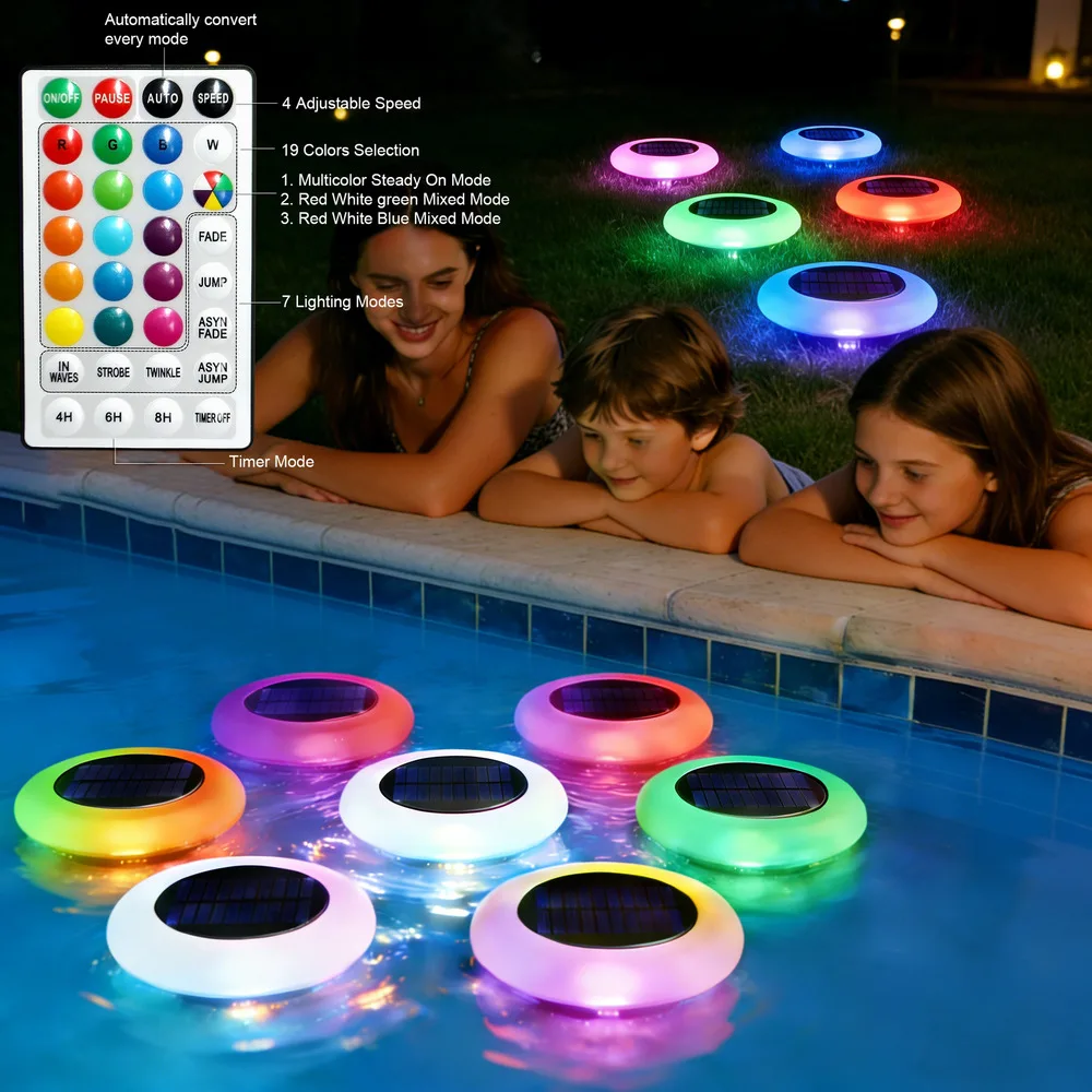 Solar Powered RGB Floating Pool Light Outdoor Waterproof Garden Lawn Pond Lamp