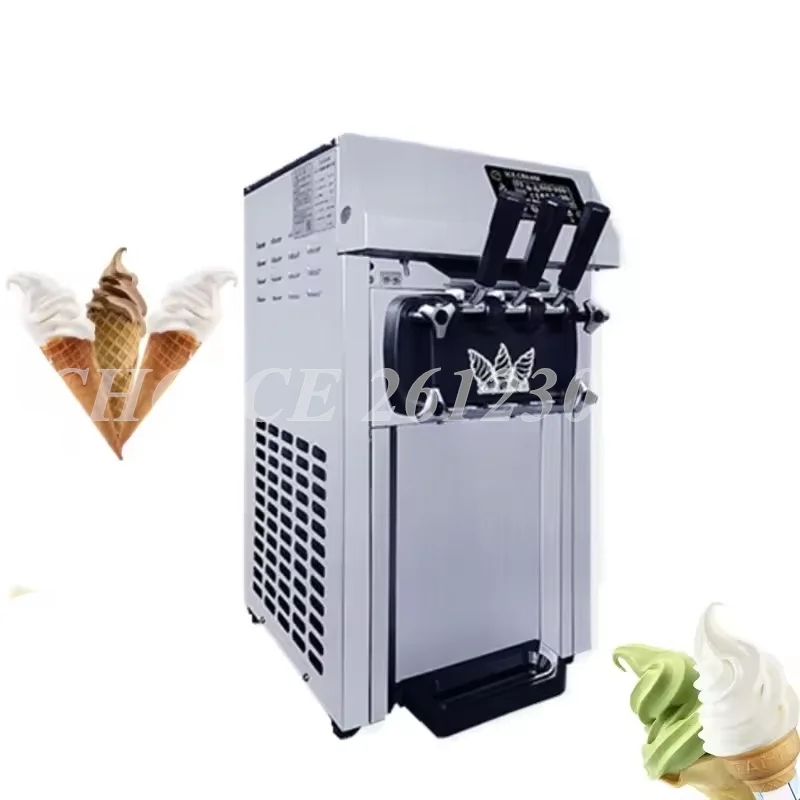 Automatic Small 3 Heads Soft Ice Cream Machine Commercial Sundae Making Machine Stainless Steel Countertop Cone Ice Cream Maker