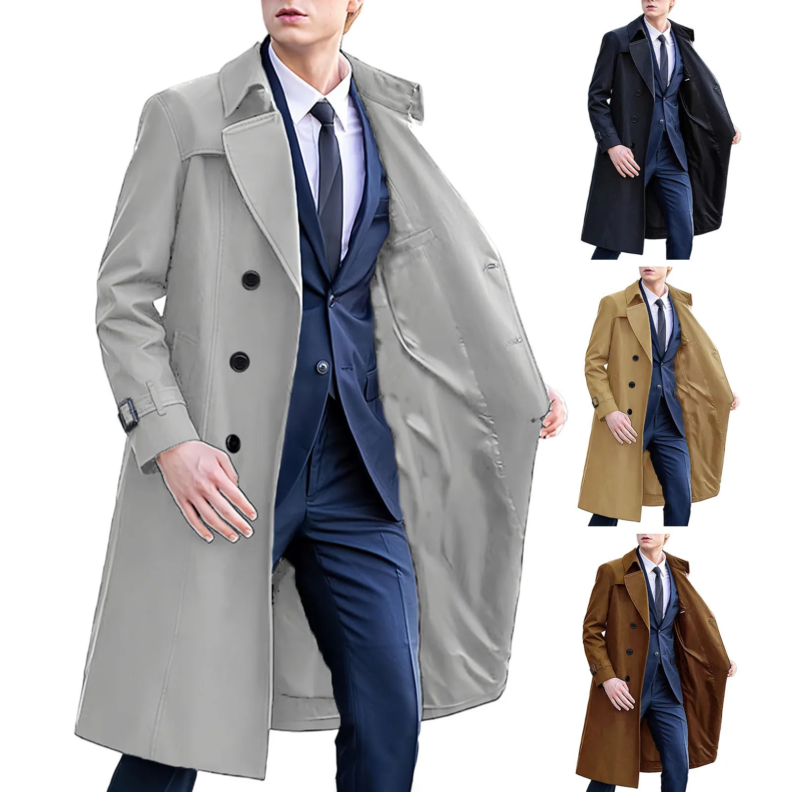 Korean Trend Men\'s Loose Casual Single-breasted Overcoat Autumn Winter Fashion New Long Sleeve Woolen Long Coat