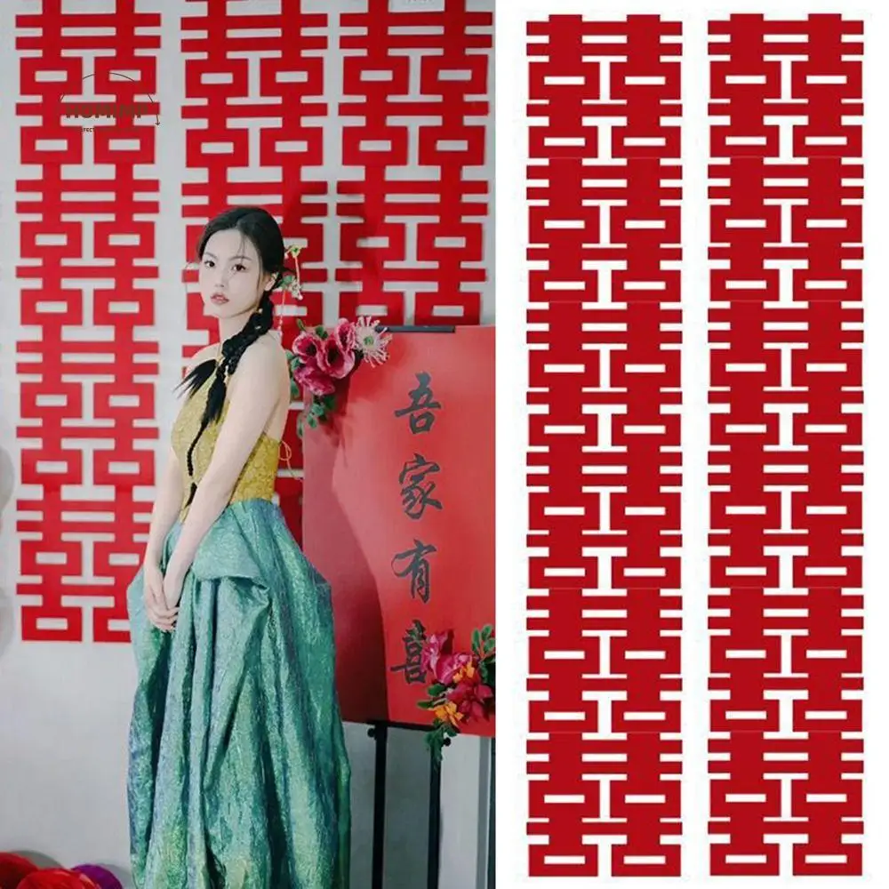 

2Pcs Xi Character Double Happiness Hanging Pendant Creative DIY Traditional Wedding Decoration Red Non-woven Fabric