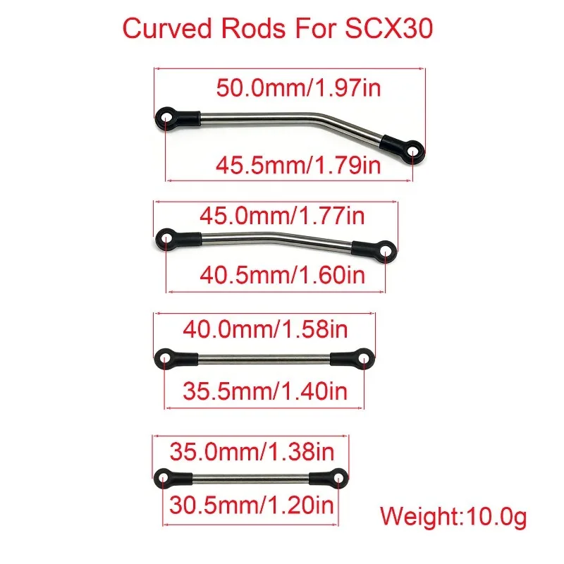 

Stainless Steel Curved Rods & Steering Rods For Axial SCX30 1/30 RC car upgrade parts