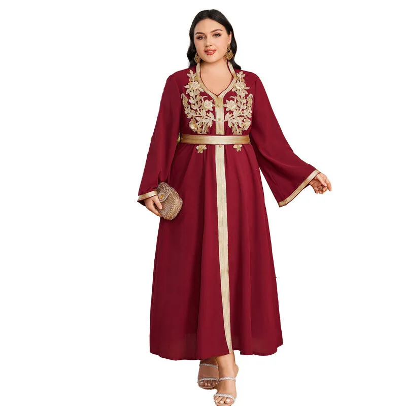 DD23045 Women's Muslim Evening Dress Ice Silk Wrinkle Dress