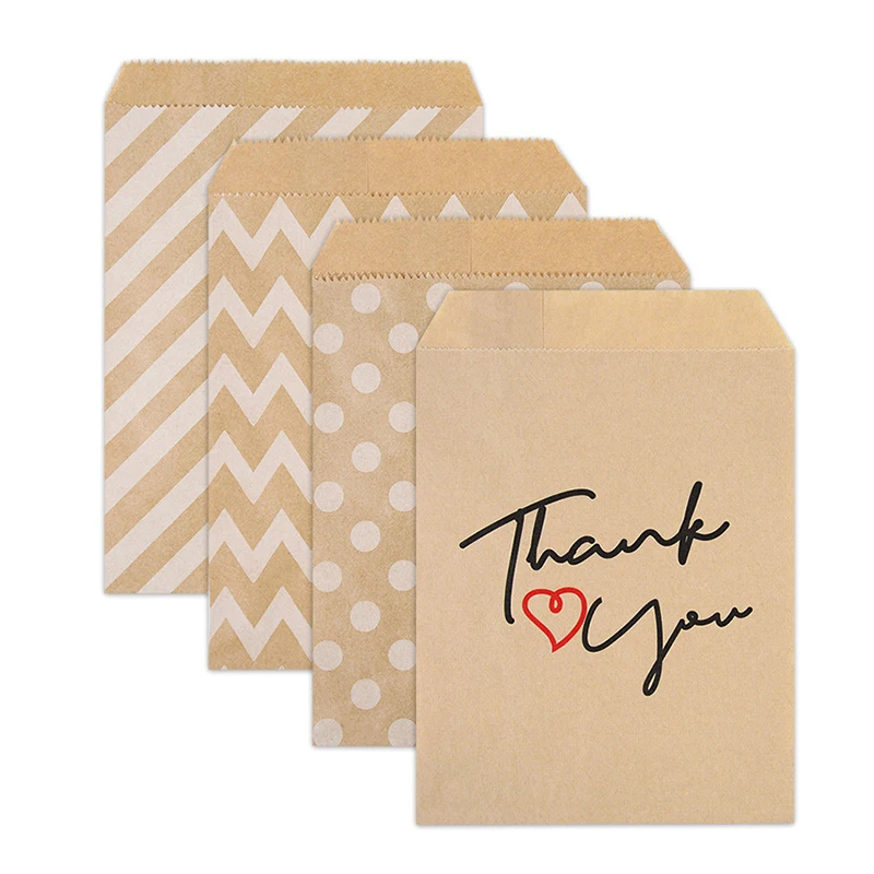 25/50 قطعة كرافت ورقة كاندي كوكي حقيبة شكرا لك الزفاف هدية التعبئة والتغليف حقيبة ضيف تفضل الاطفال حفلة عيد ميلاد لوازم الديكور
