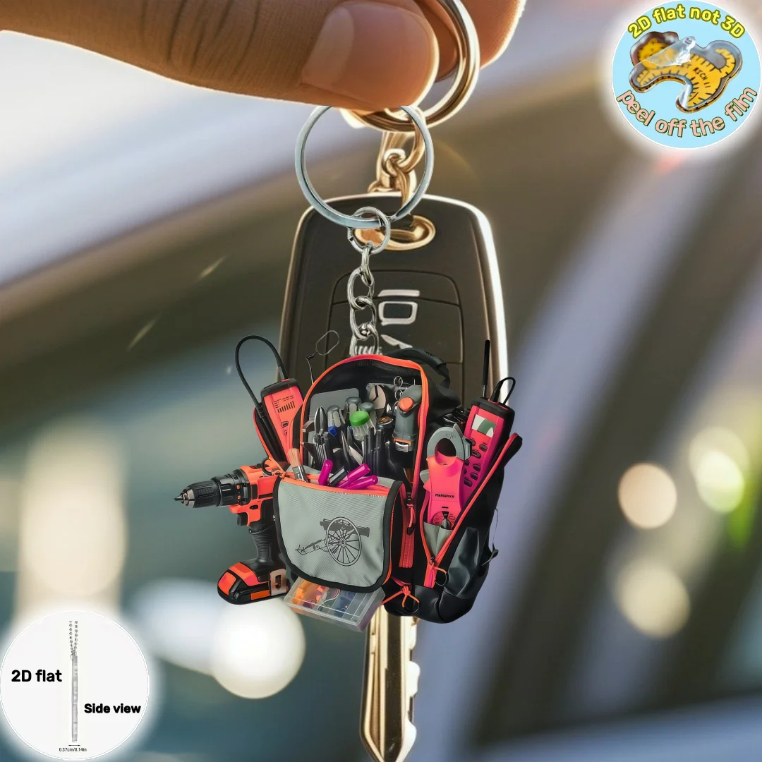 Repair Kit Keychain,2D Flat Acrylic Pendant,Toolkit Theme Ornament,Bag Charm,Home Trinket,Perfect Party Gift,Festive Decoration