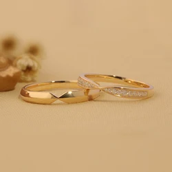 Designer Handcrafted Linked S925 Sterling Silver Moissanite Men's & Women's Couple Rings Engraved Wedding & Engagement Gift