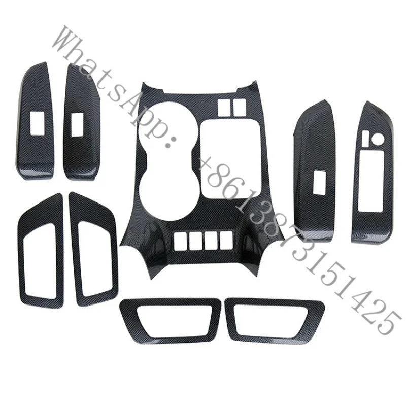 

Suitable 9 pcs ABS carbon fiber interior car armrest window switch panel cover wood interior trim Highlander