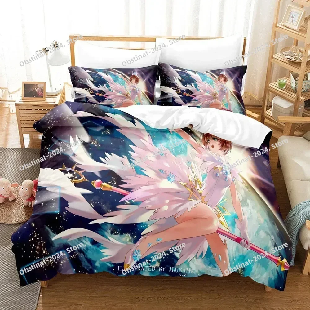 

3D Cardcaptor Sakura Bedding Set Printed Bed Set With Pillowcase Bed Duvet Cover Soft Single Double Queen King Size Home Textile