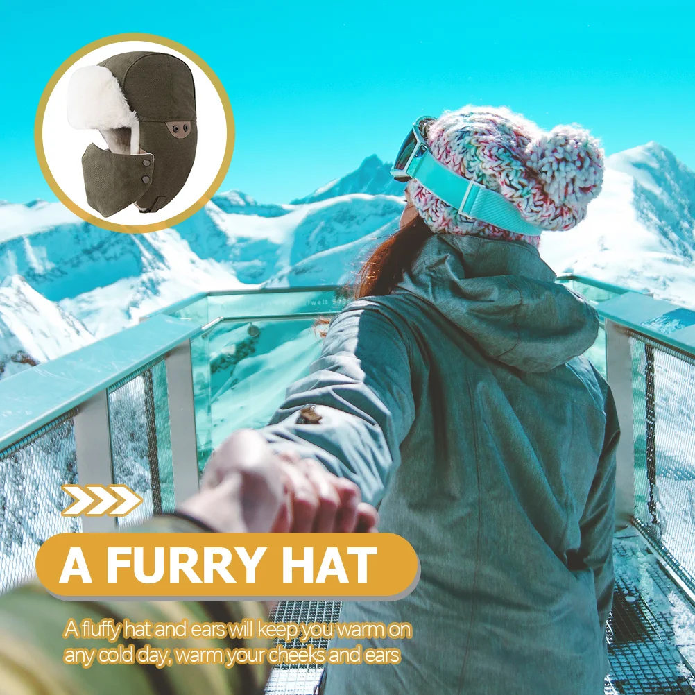 

Winter Hat Unisex Windproof Cotton Thicken Warm Riding Hat for Outdoor Sports Skiing Hunting Cold Proof Protection