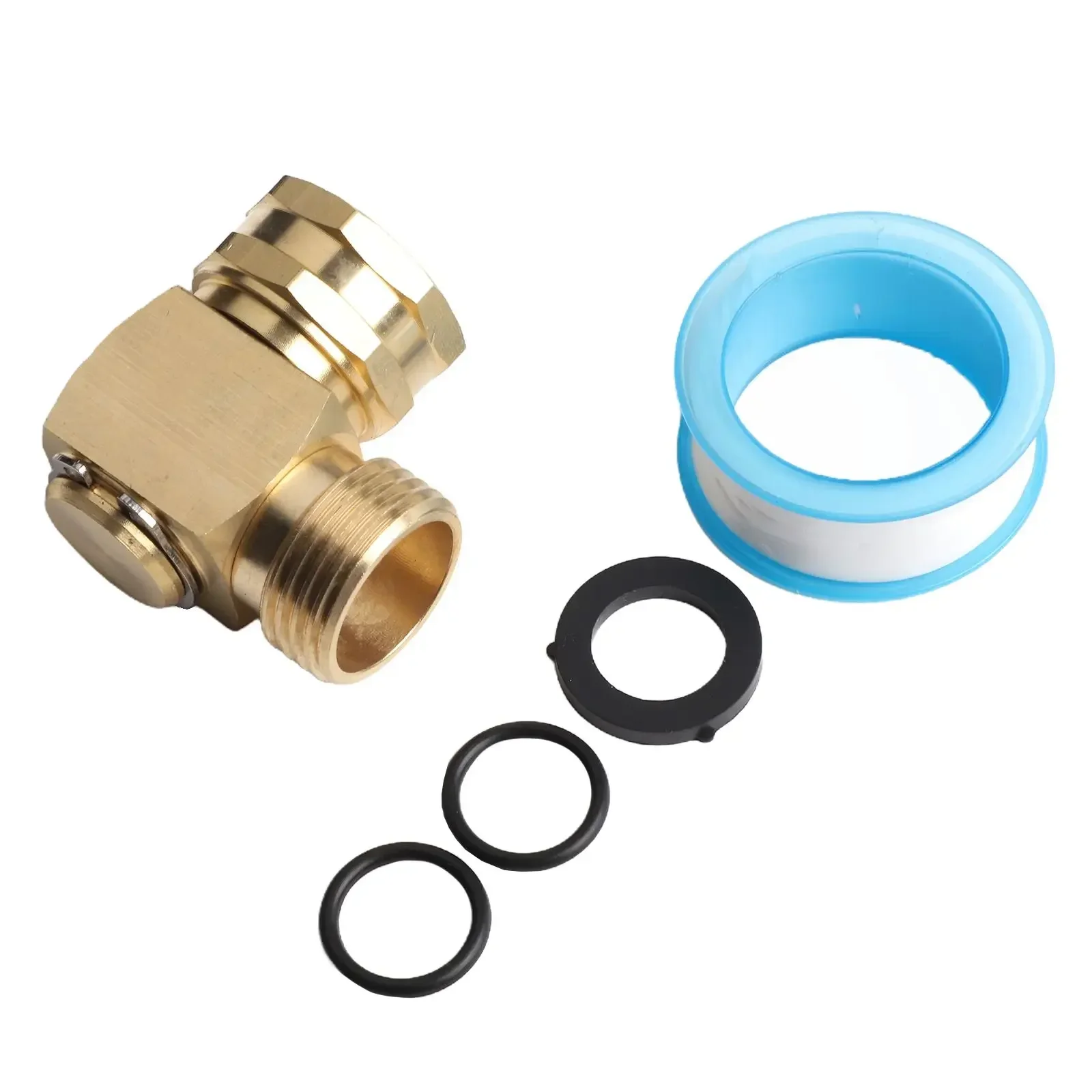 1Set Hose Swivel Elbow Connectors Garden Tools 90 Degree Brass 3/4in GHT To 3/4in GHT Thread For Watering Plants Lawns Wash Cars