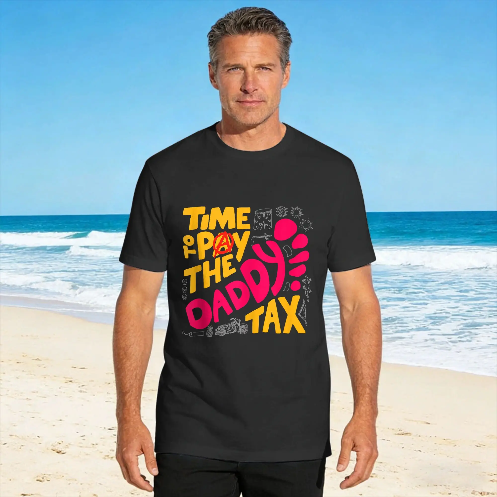 Camiseta divertida para el Día del Padre con la frase 'Time to Pay the Daddy Tax', para gamers, estilo Harajuku, de algodón puro, cuello redondo, talla grande