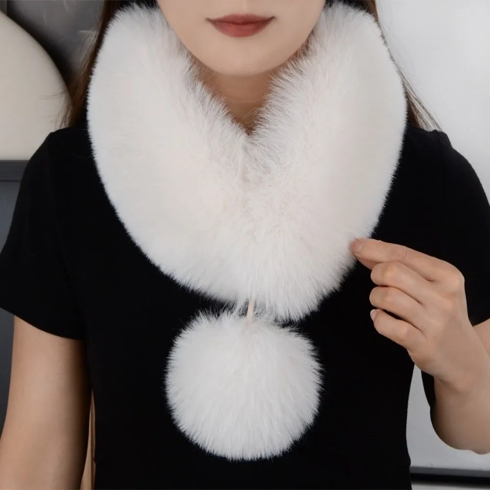

Neck Cover Thickened Plush Scarf Keep Warm Magnetic Imitation Fur Scarf Neck Wrap Solid Color Warm Neckerchief Girl