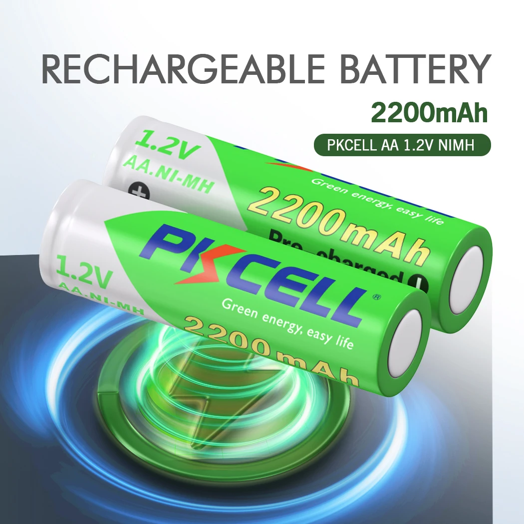 PKCELL 100PCS 1.2V Low Self Discharge Rechargeable AA Batteries 2200mAh High Capacity Double A 1.2V NiMH Batteries For Camera