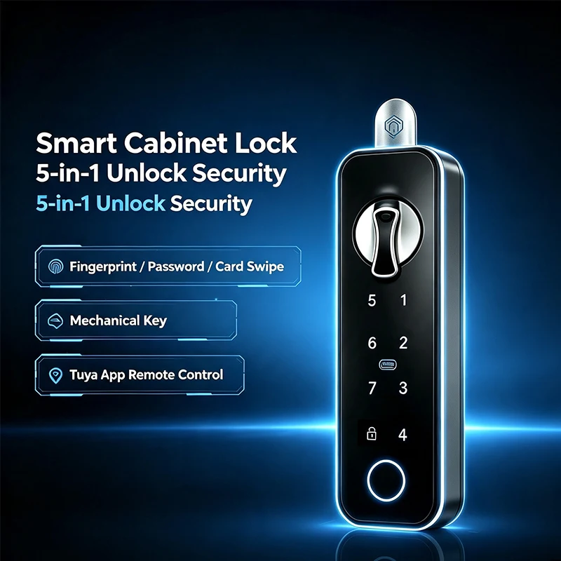 Embedded Electronic Cabinet Lock F06｜Fingerprint‑Password‑IC Card‑Key‑Tuya APP Smart Drawer Latch for Cabinets & Lockers